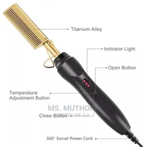 *Electrical Hair Straightening Curling Hot Comb*