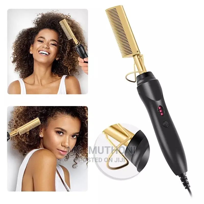 *Electrical Hair Straightening Curling Hot Comb*
