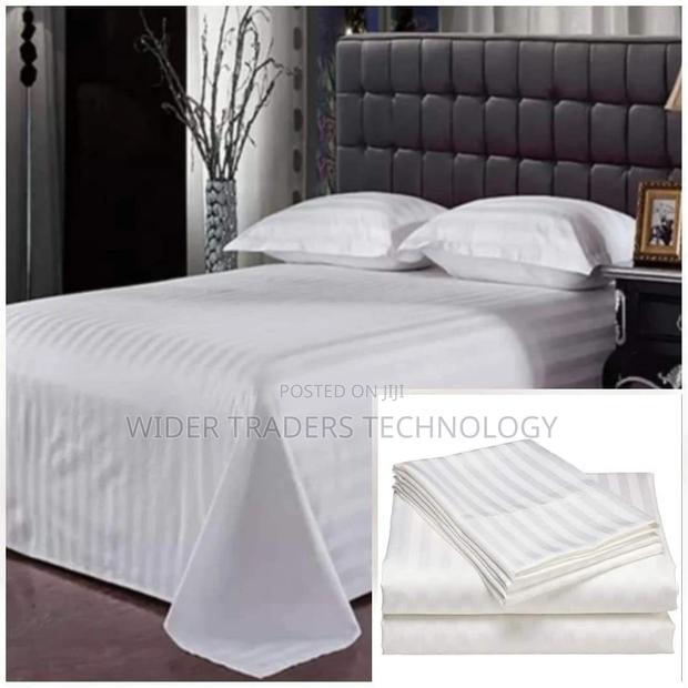 *Plain White Cotton Bedsheets With the Satin Line