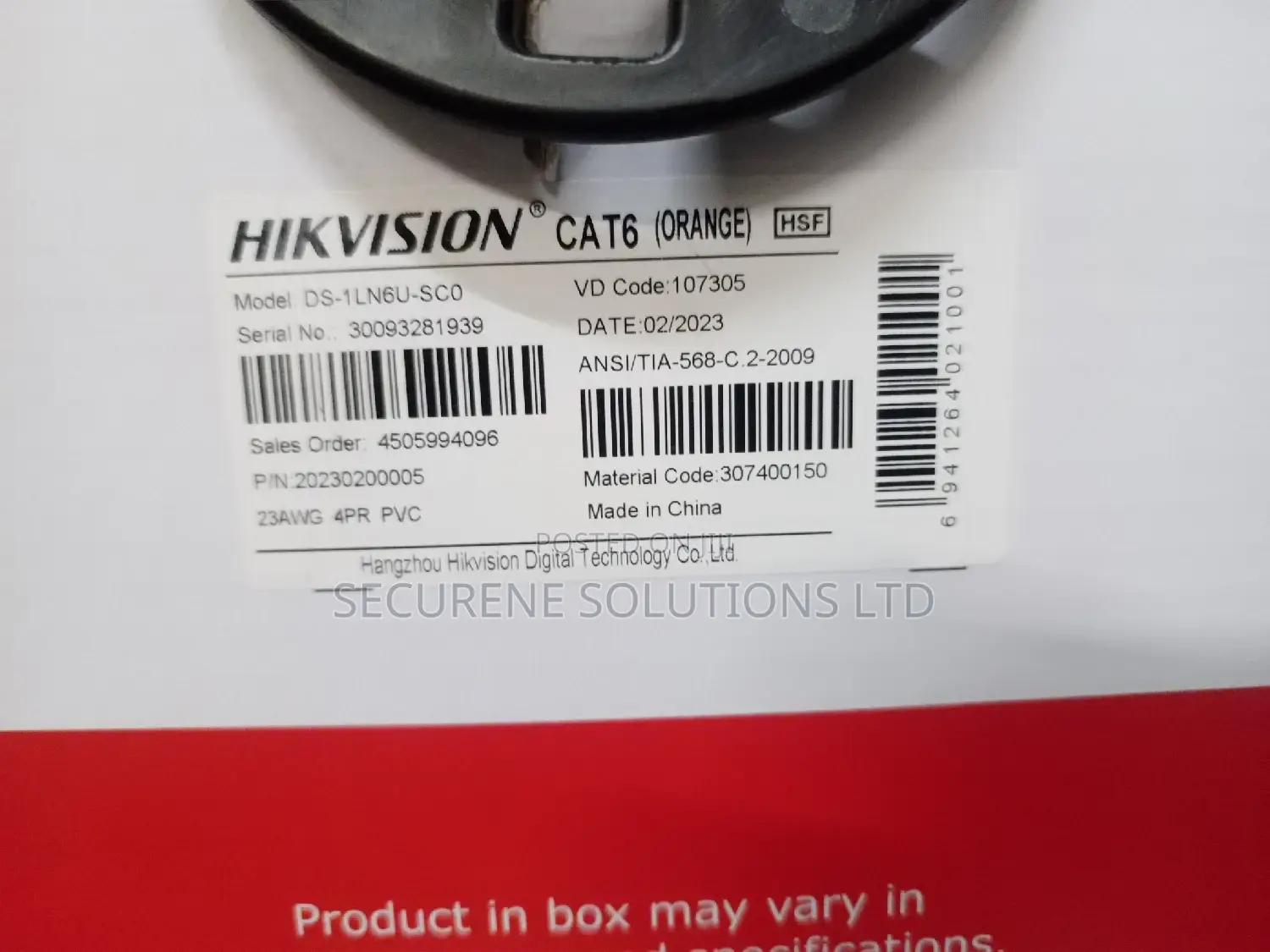 Hikvision Ds-1ln6u-Sc0 Utp Cat6 Network Cable