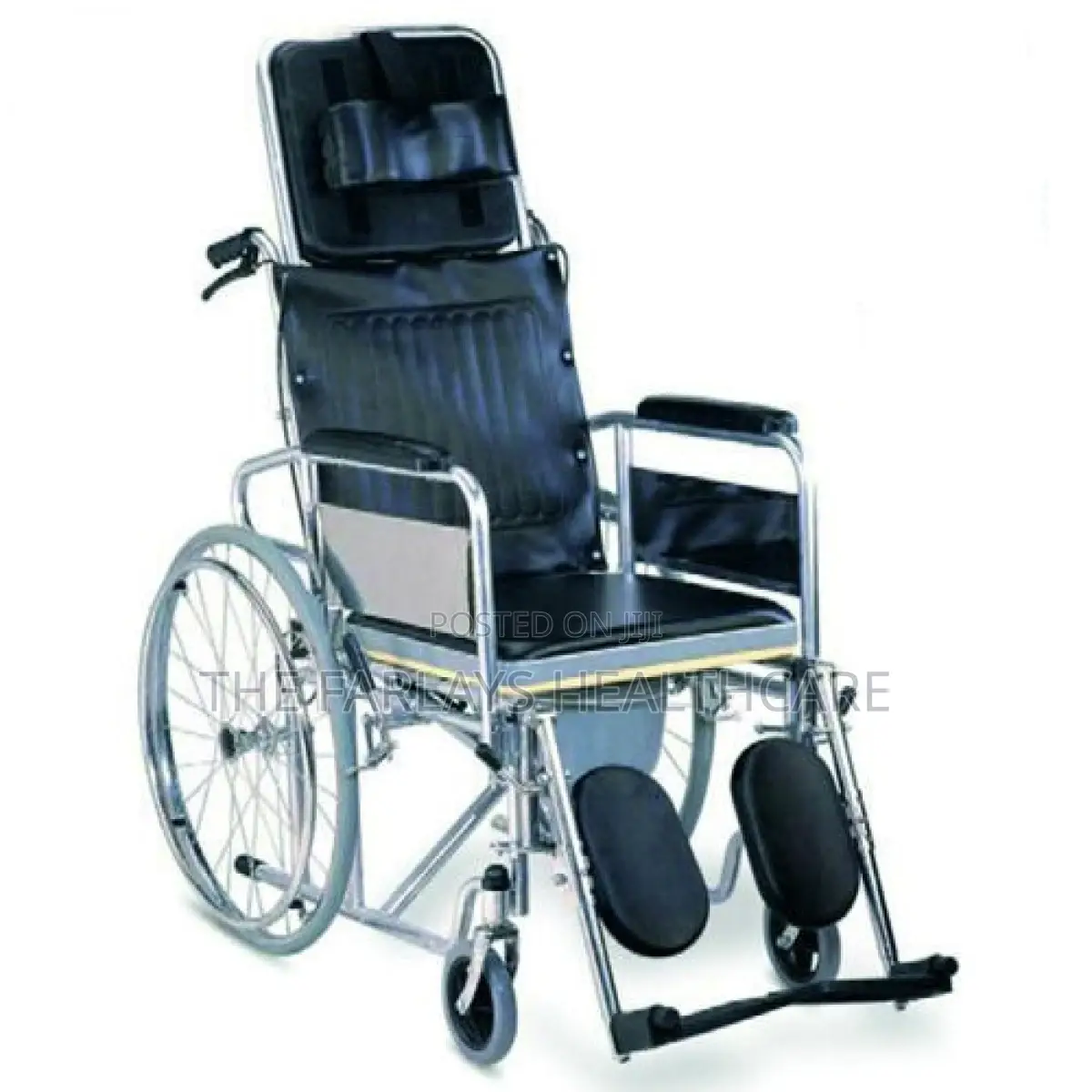 Reclining Wheelchair With Commode and Elevating Footrest