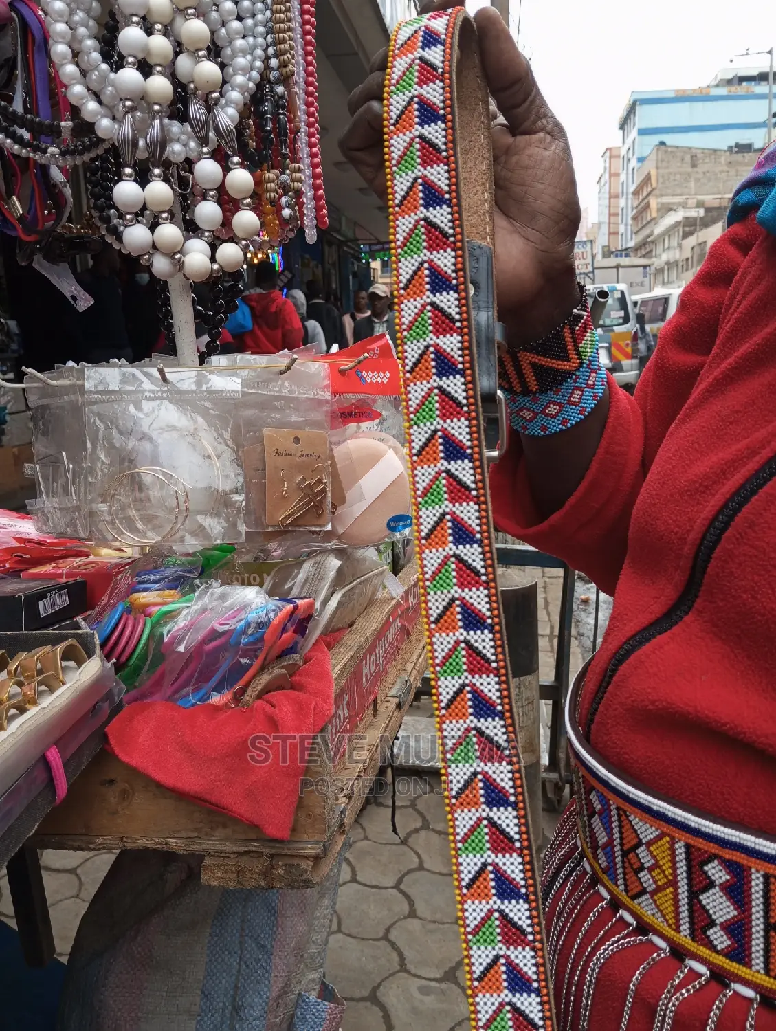 Men Beaded Leather Belts.