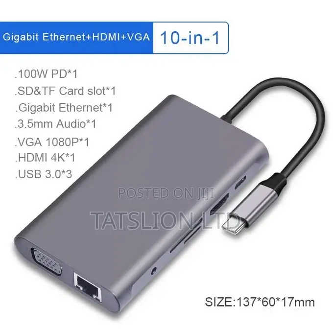 10 in 1 SB C HUB Type C 3.1 to HDMI PD 100W RJ45 Lan Ethe