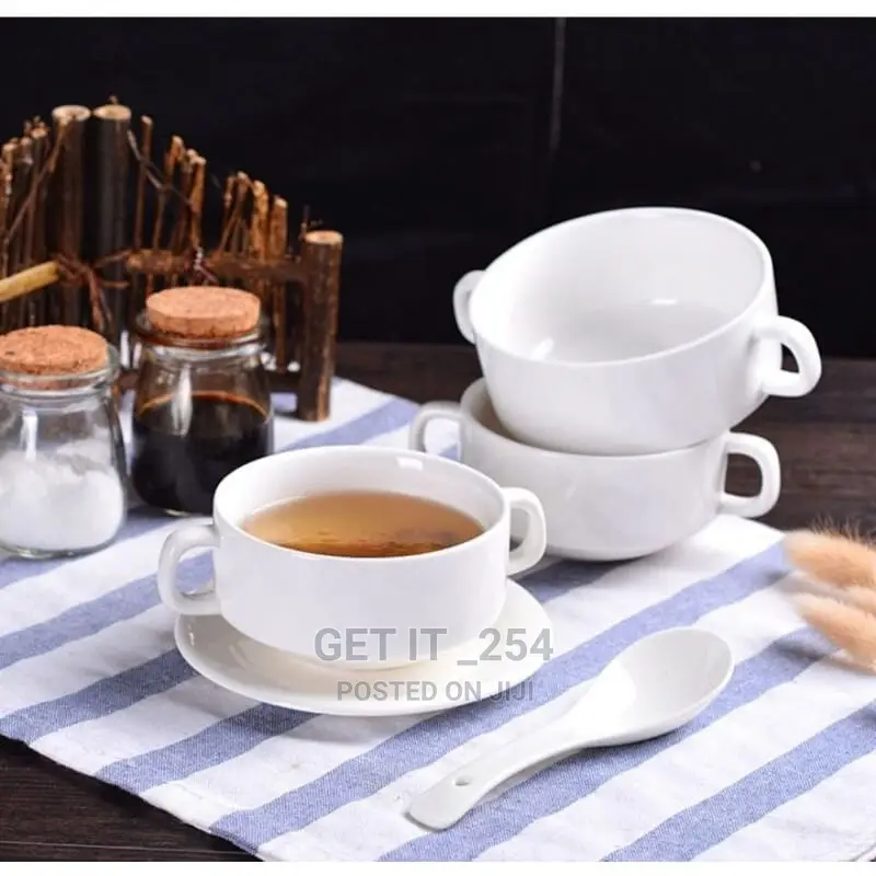 *High Quality Ceramic Porcelain Soup Bowl With Two Handles