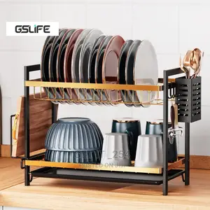 Quality Heavy Duty Cabon Free 2 Tier Dish Rack With Cutlery