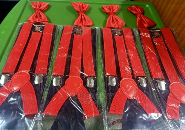 Red Royal Blue Bowties Suspenders Sets - main view