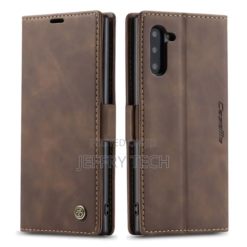 Leather Wallet Flip Cover for Samsung Galaxy Note 10 (Coffee