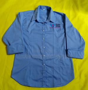Short Sleeve v-Shape Corporate Blue Shirts - main view