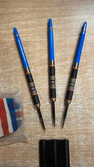 A Set of Tungsten Darts With Leather Wallet and Flight