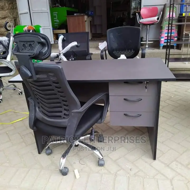 1.2 MTRS Office Desk Plus High Back Recliner Headrest Chair