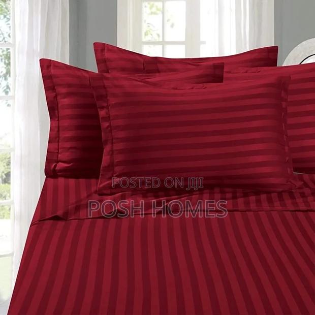 Maroon Cotton Stripped Bedsheets