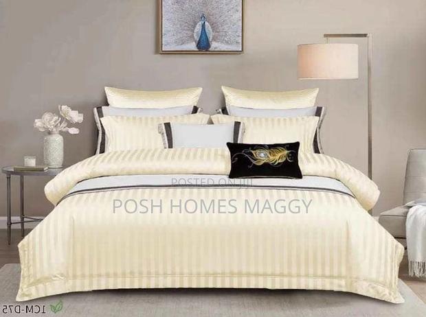 Cream Cotton Stripped Duvet Covers Set - main view