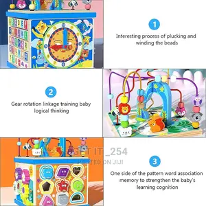 Wooden Activity Cube Toys: Montessori Busy Board