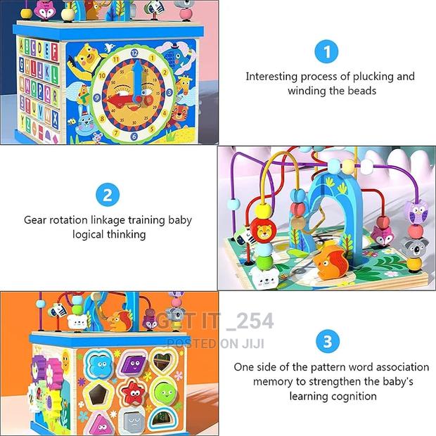 Wooden Activity Cube Toys: Montessori Busy Board