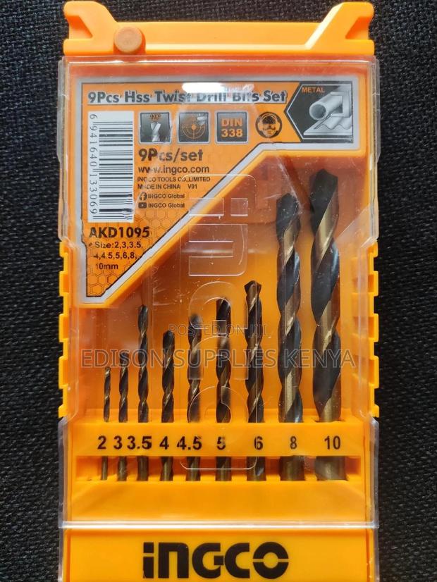 Ingco 9pcs HSS Twist Drill Bits Set AKD1095 Metal Drill Bits - thumbnail 4