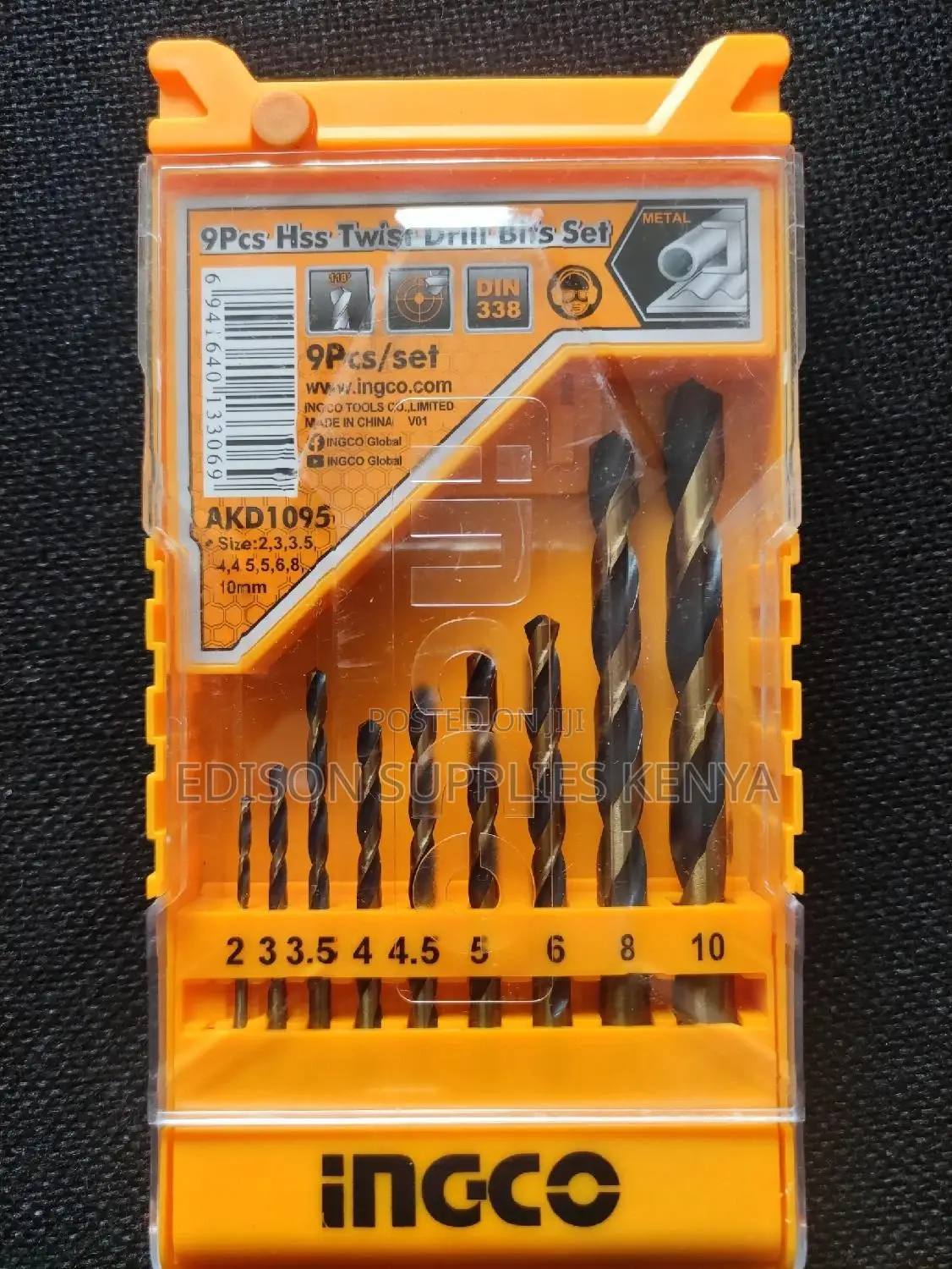 Ingco 9pcs HSS Twist Drill Bits Set AKD1095 Metal Drill Bits