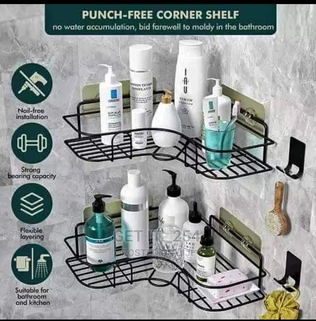 Metallic Corner Triangular Bathroom/Kitchen Organizer