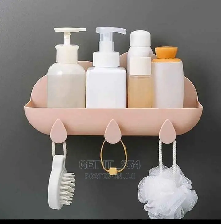 Cloud Bathroom Organizer Set With 3 Hooks And Adhesive