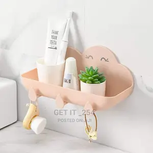 Cloud Bathroom Organizer Set With 3 Hooks And Adhesive