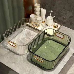 Acrylic Multipurpose Elegant Container With Golden Handle