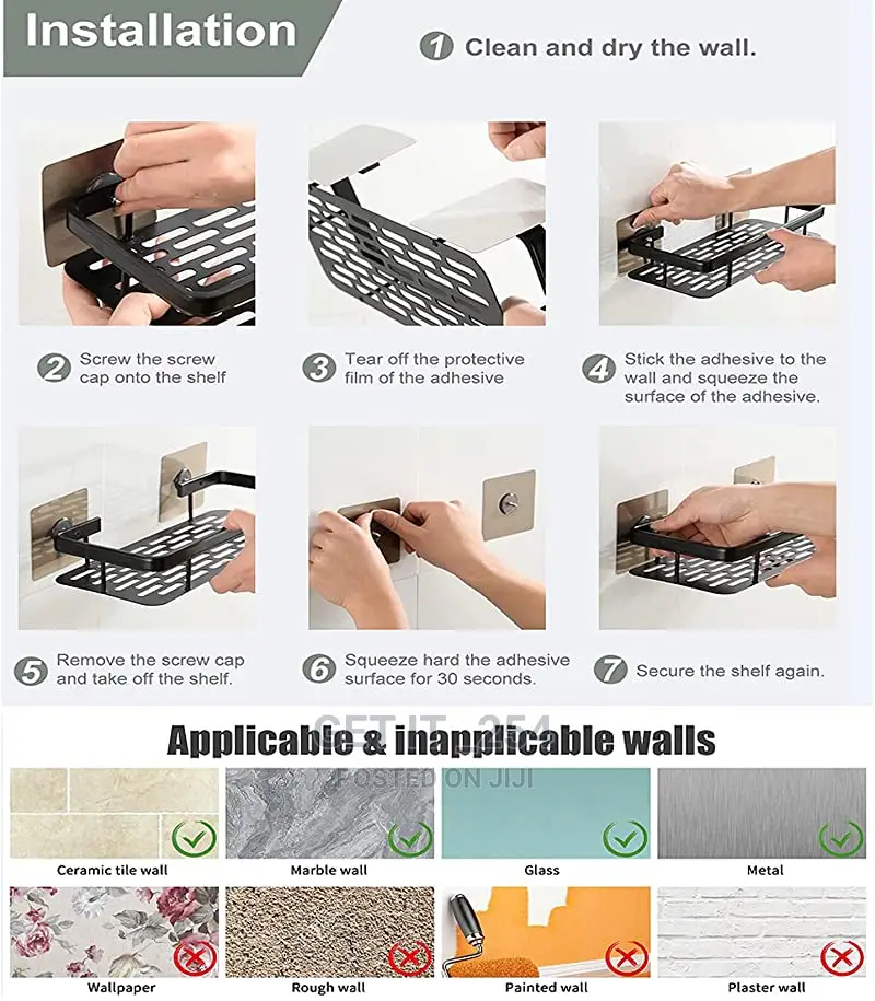 Aluminium 13cm×30cmx5.5cm Elegant Style Adhesive Bathroom Or