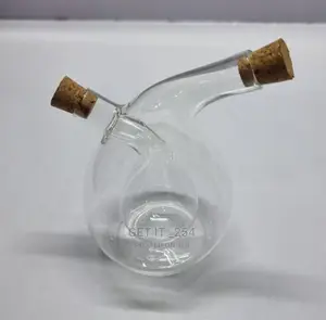 High Quality 2in1 Cruet Twisted Oil And Vinegar With Bamboo