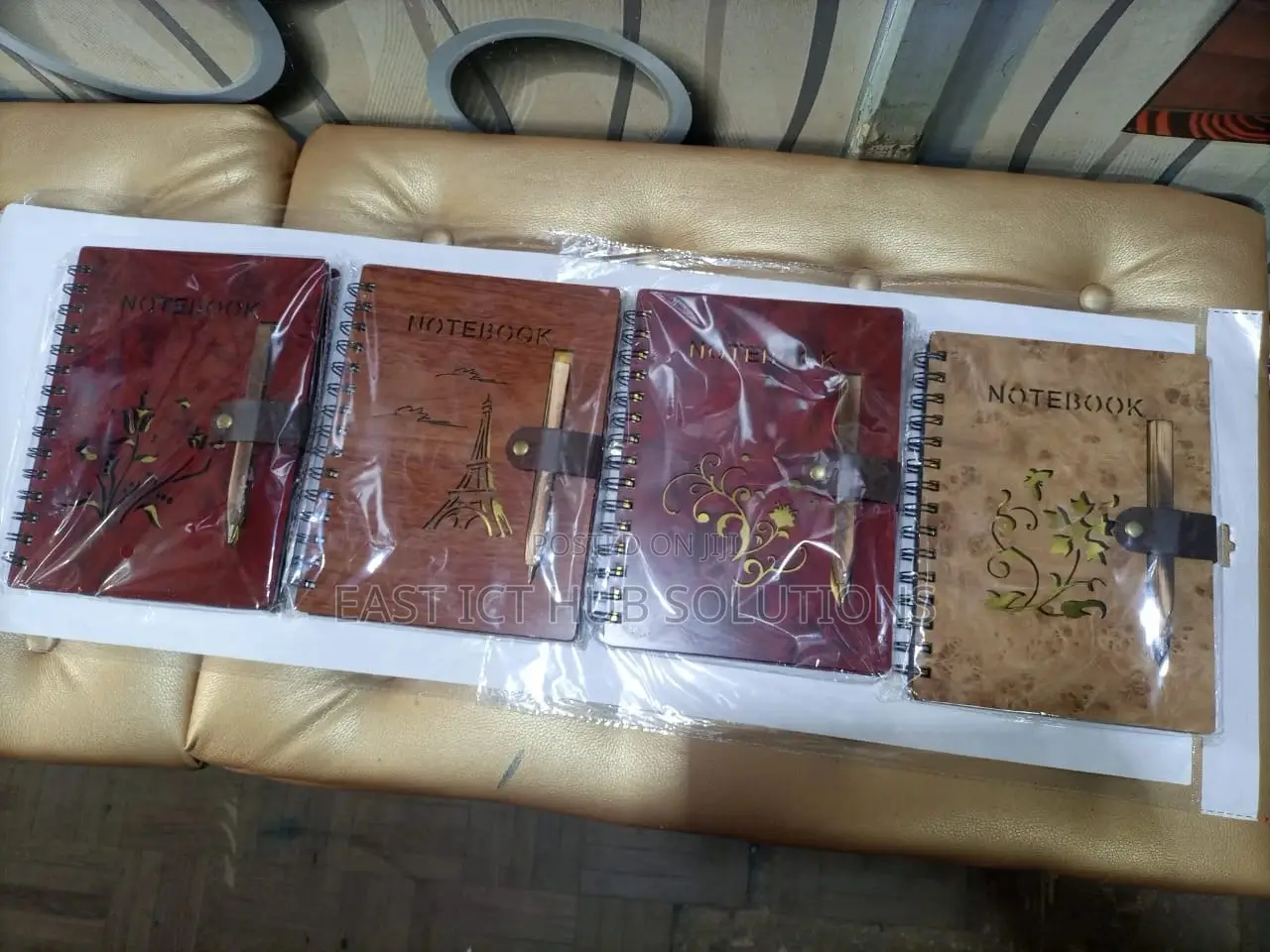 Hard Cover Wooden Notebooks , A5 Size With Pen. All Designs