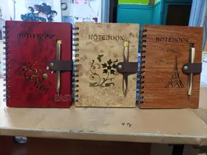 Hard Cover Wooden Notebooks , A5 Size With Pen. All Designs
