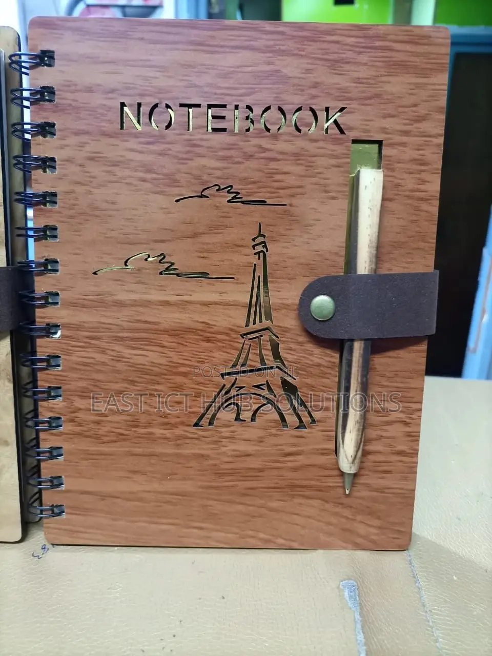 Hard Cover Wooden Notebooks , A5 Size With Pen. All Designs