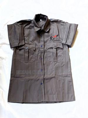Customized Cotton Twill Gray Security Guard Printed Shirts - main view