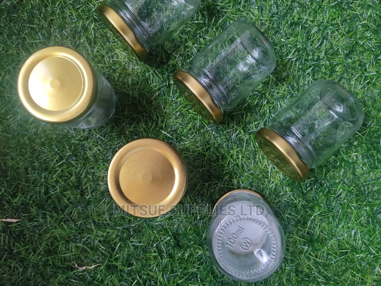 Half Dozenglass/Jam Jar 100ml With Gold Lids With Seals