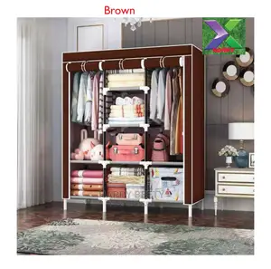 *Portable Wooden Wardrobe With Canvas Cover*