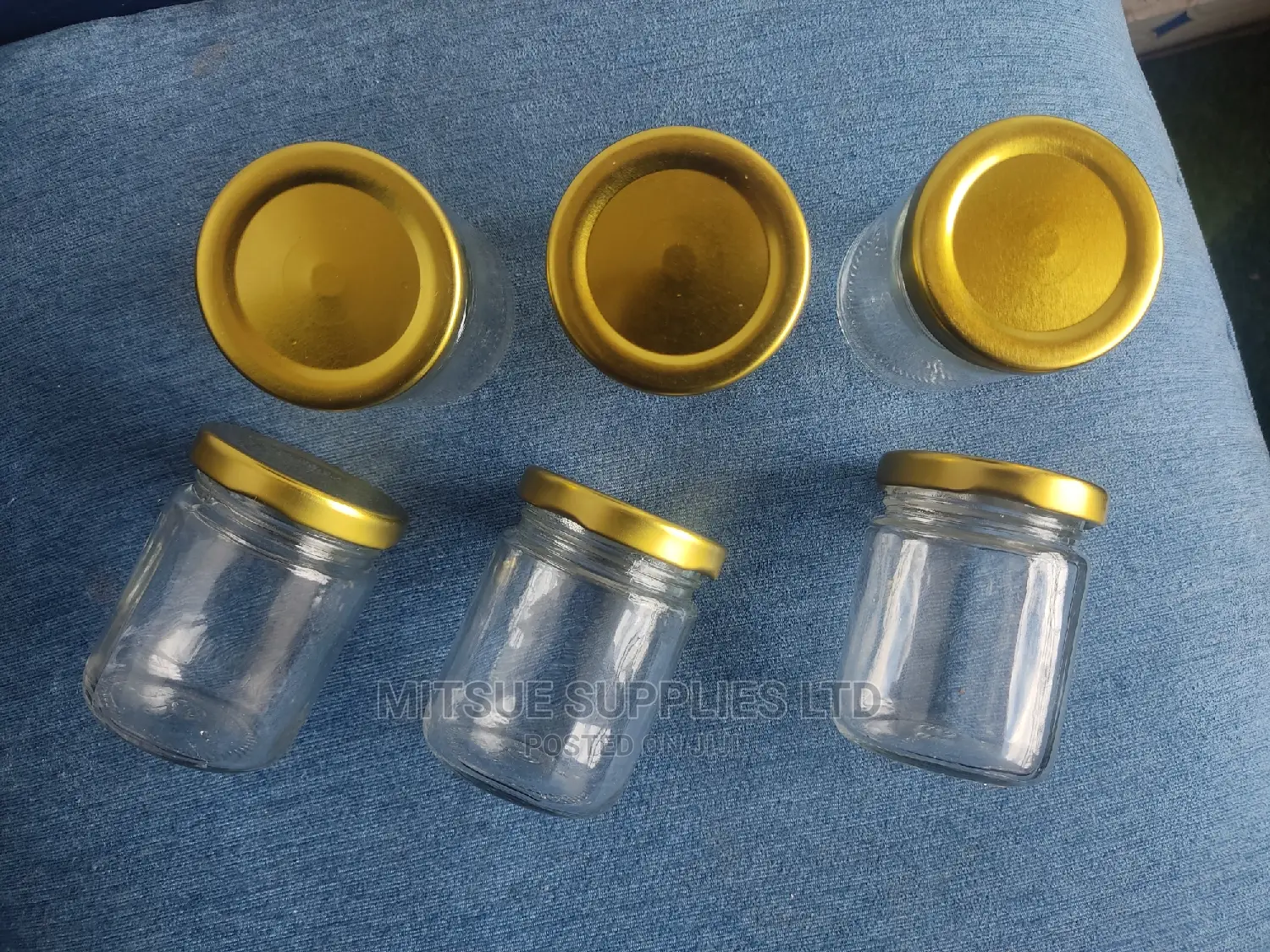 A Dozen Glass/Jam Jar 100ml With Gold Lids With Seals