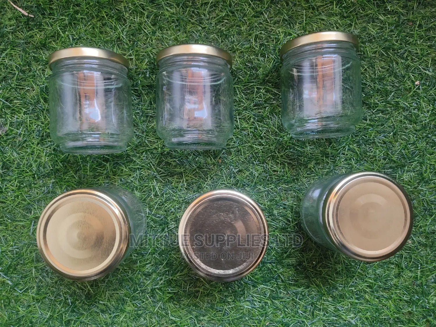 A Dozen Glass/Jam Jar 195ml With Gold Lids With Seals