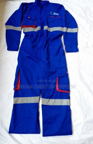 Stylish Reflective Royal Blue Cargo Overalls - main view