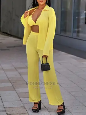 3piece Set Yellow Beach Wear/Casual Wear