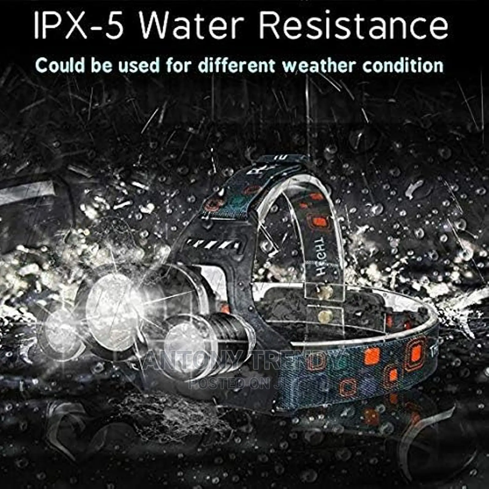 Rechargeable Waterproof Head Lamp for Outdoor