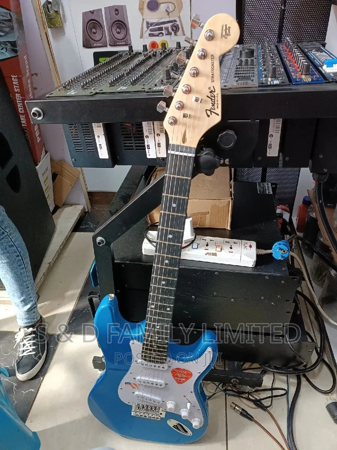 Blue Fender Rythmn Electric Guitar