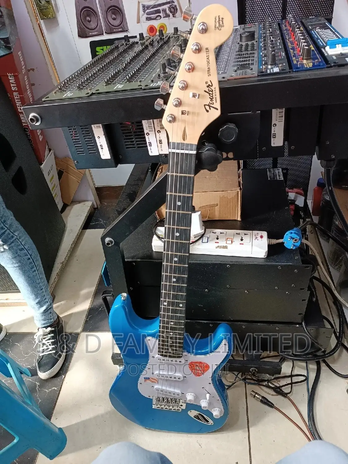 Blue Fender Rythmn Electric Guitar