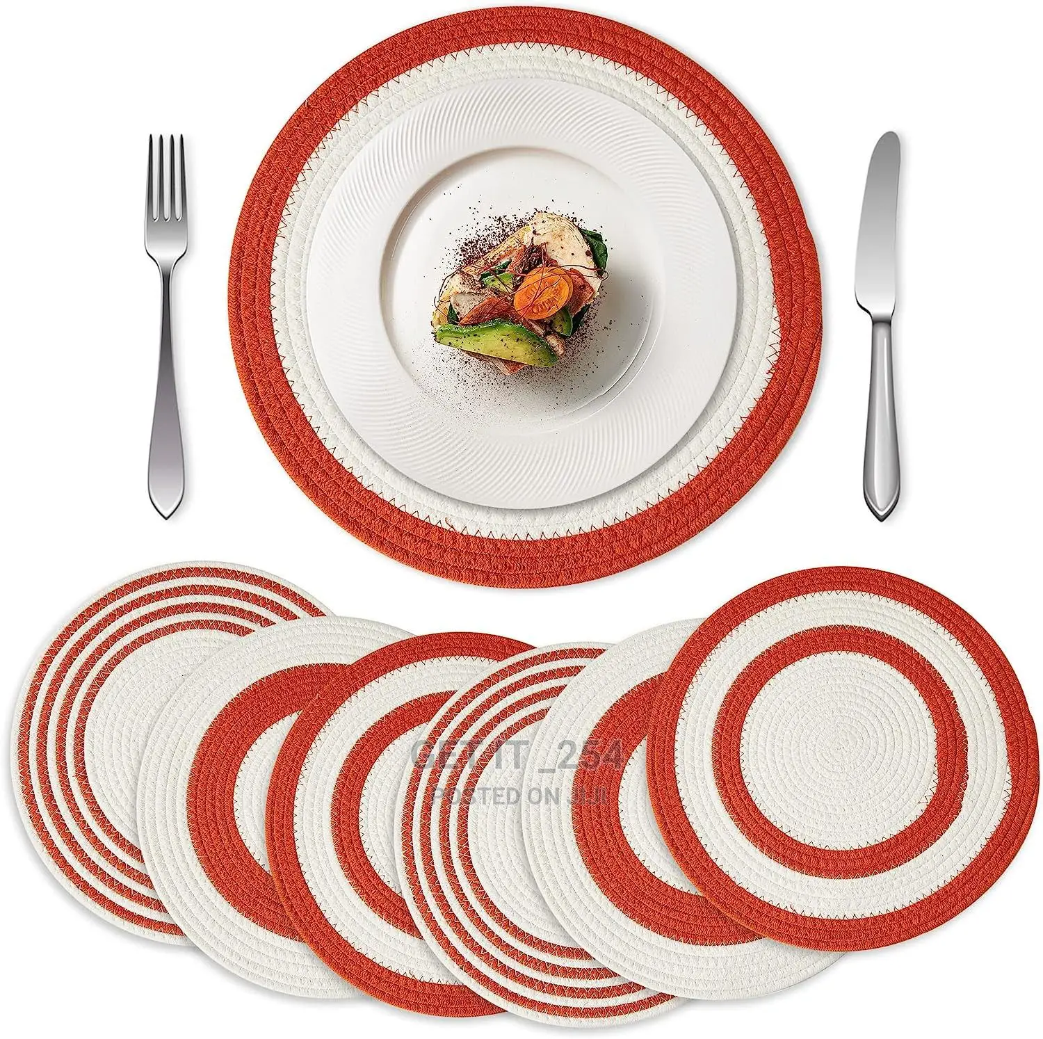 Round Woven Placemats Table Mats Set of 6 Large