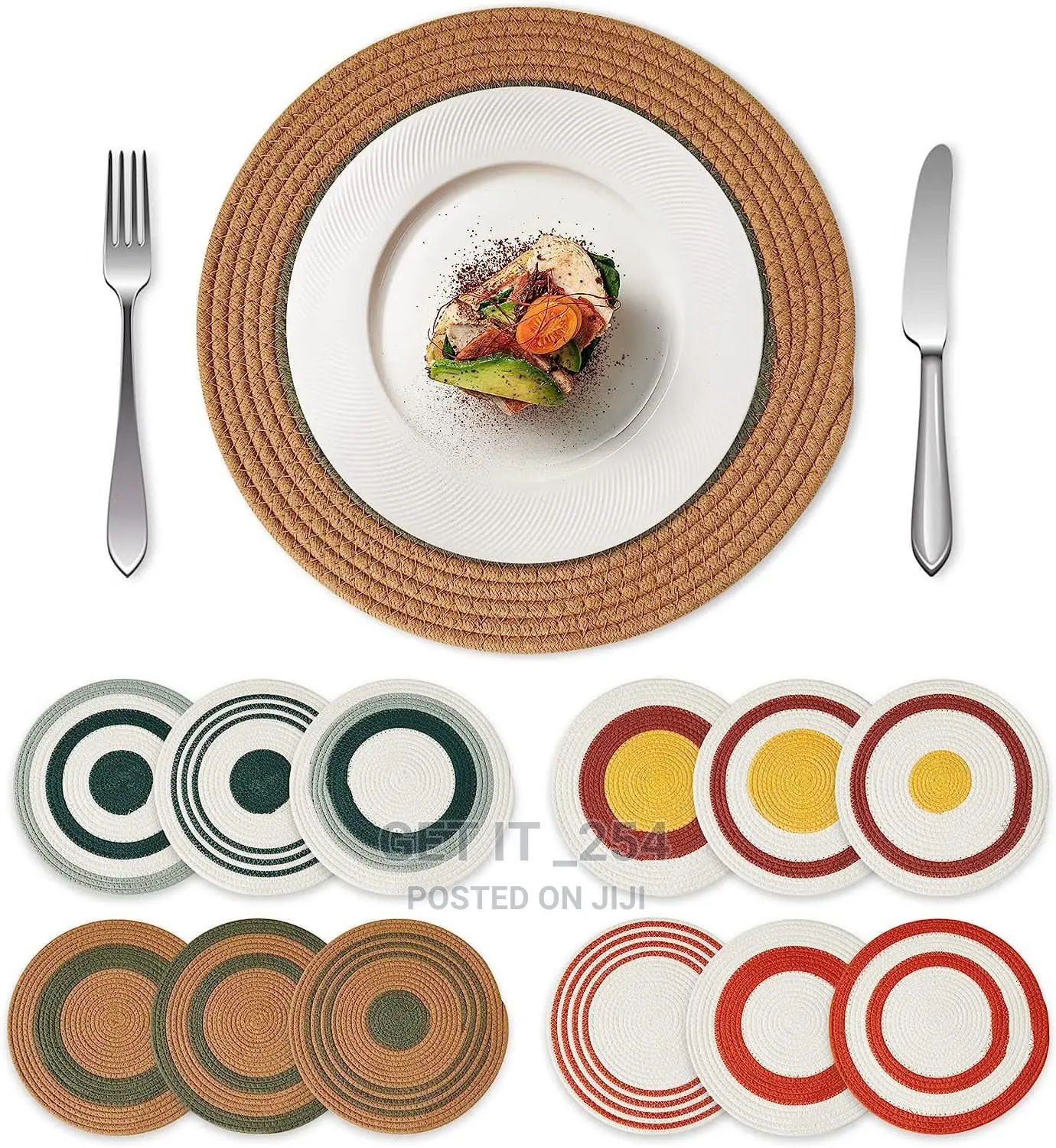Round Woven Placemats Table Mats Set of 6 Large