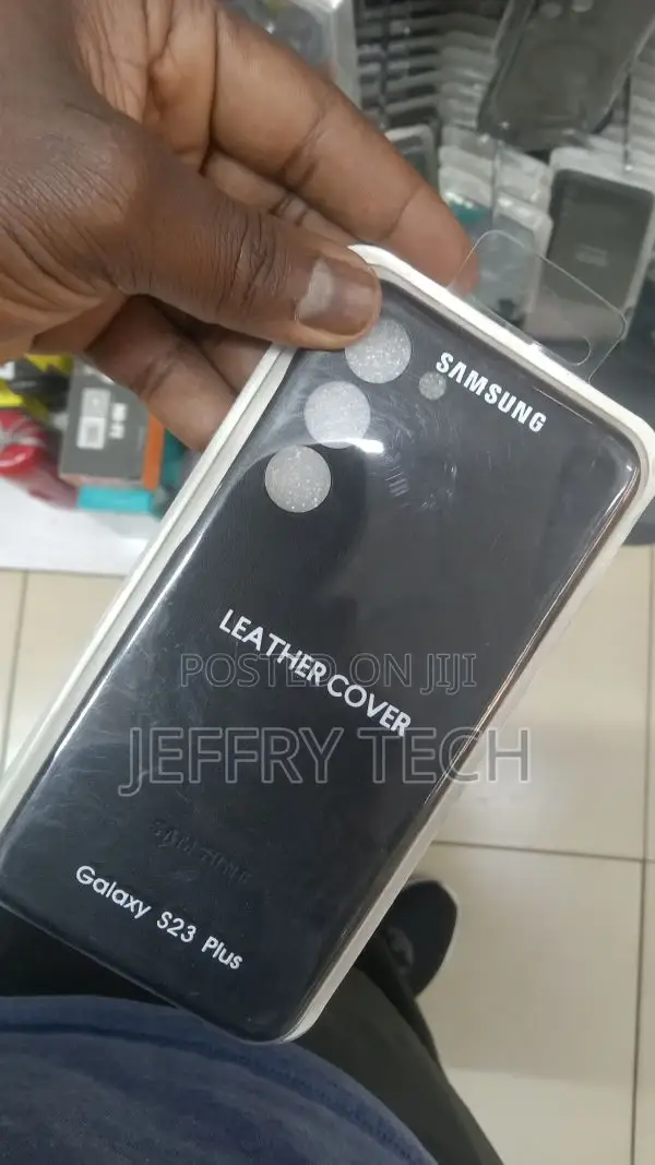 Leather Black Case for Samsung Galaxy S23 Plus Case
