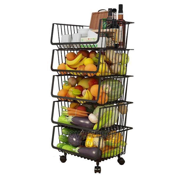 5 Tier Fruit Storage Rack Trolley Cart
.