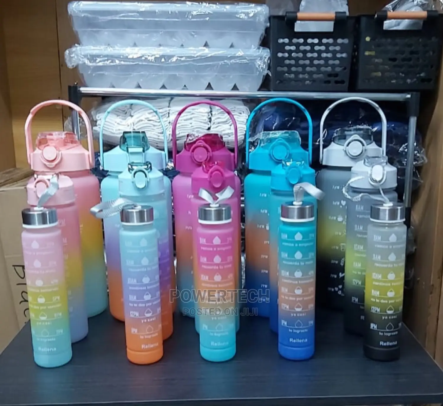 Set of 3 Water Bottle With Motivational Time Marker
