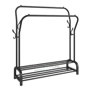 *Curved Double Pole Cloth Rack ( White and Black)