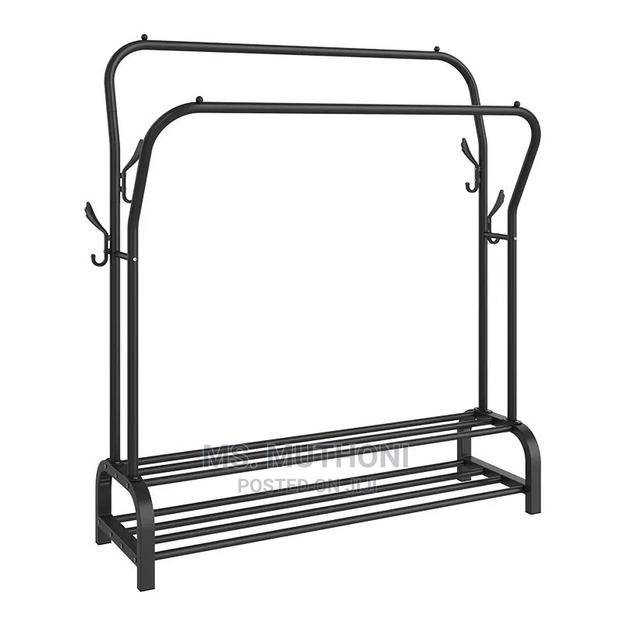 *Curved Double Pole Cloth Rack ( White and Black) - thumbnail 2