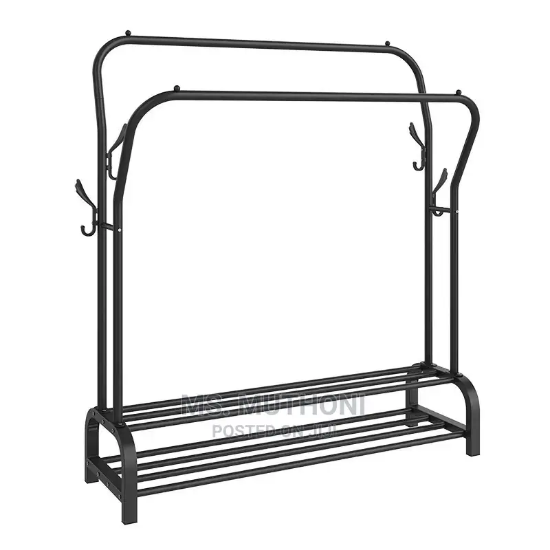 *Curved Double Pole Cloth Rack ( White and Black)