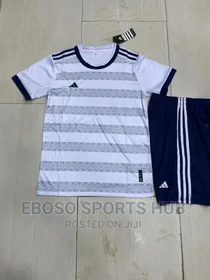 White Blue Adidas Football Uniform