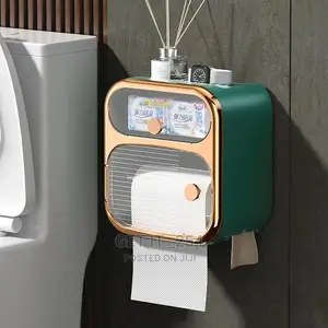 *Multifunction 2 Layer Toilet Paper Box Wall-Mounted