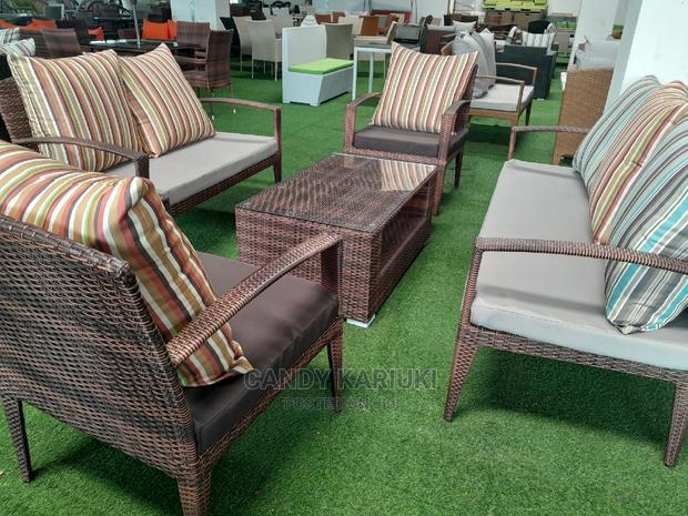7 Seater Outdoor Sofa With Striped Cushions